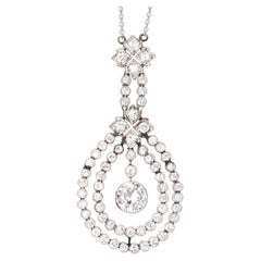 Edwardian Platinum & 4 Carat Diamond Pendant on 18ct White Gold Chain