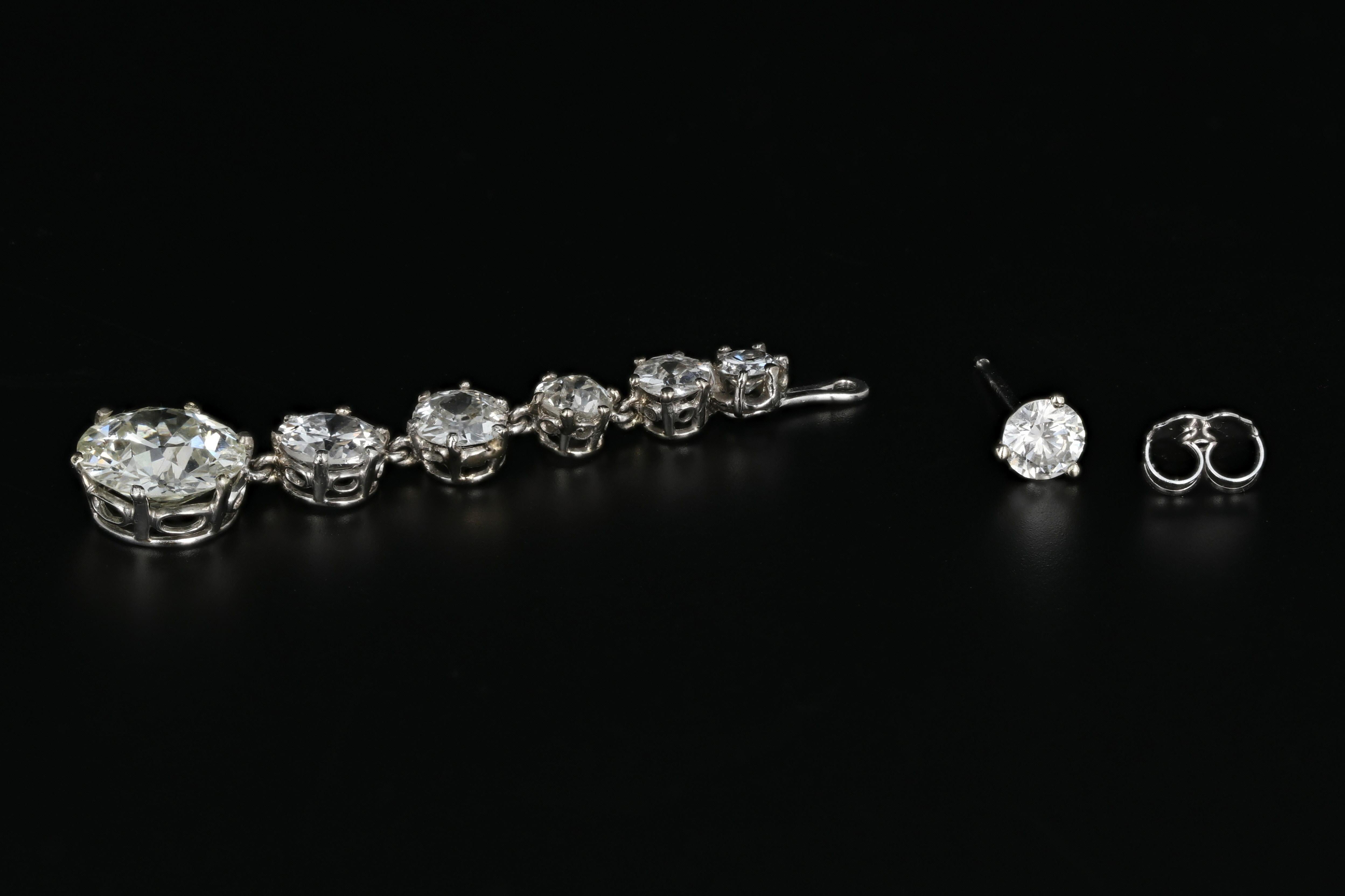 Edwardian Platinum 7.86 Carat Diamond Earring Jackets 1