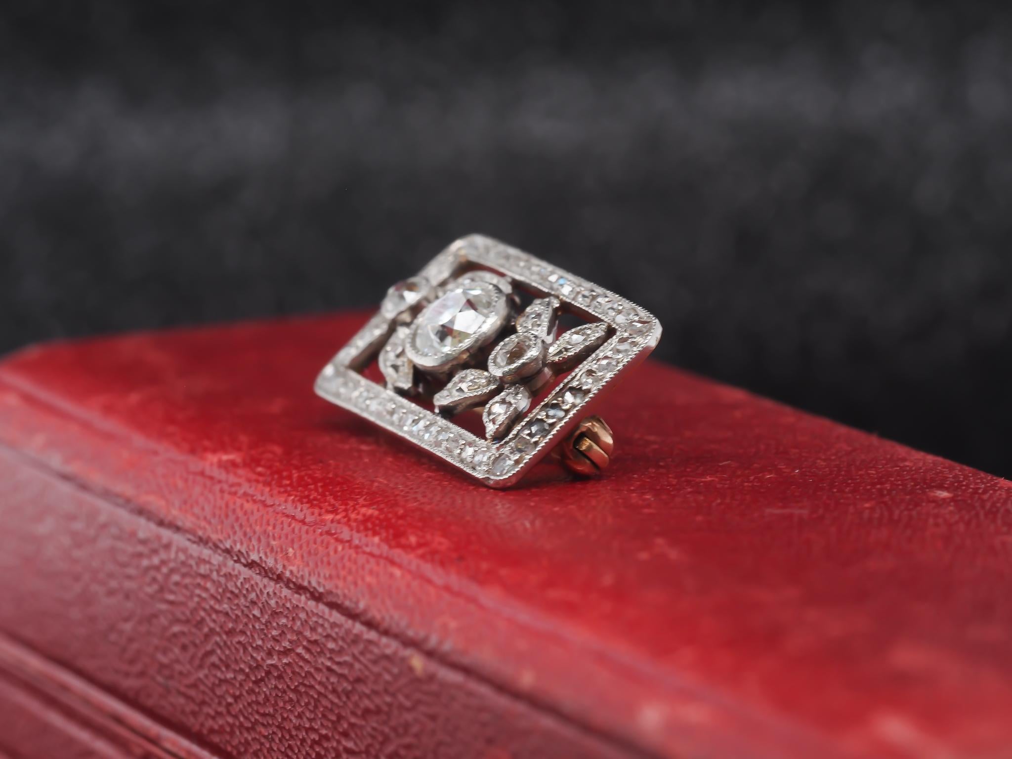 Women's Edwardian Platinum and 10K Yellow Gold Brooch For Sale