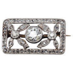 Edwardian Platinum and 10K Yellow Gold Brooch