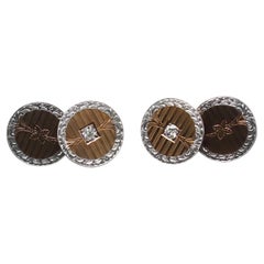 Edwardian Platinum and 14K Yellow Gold Diamond Cufflinks