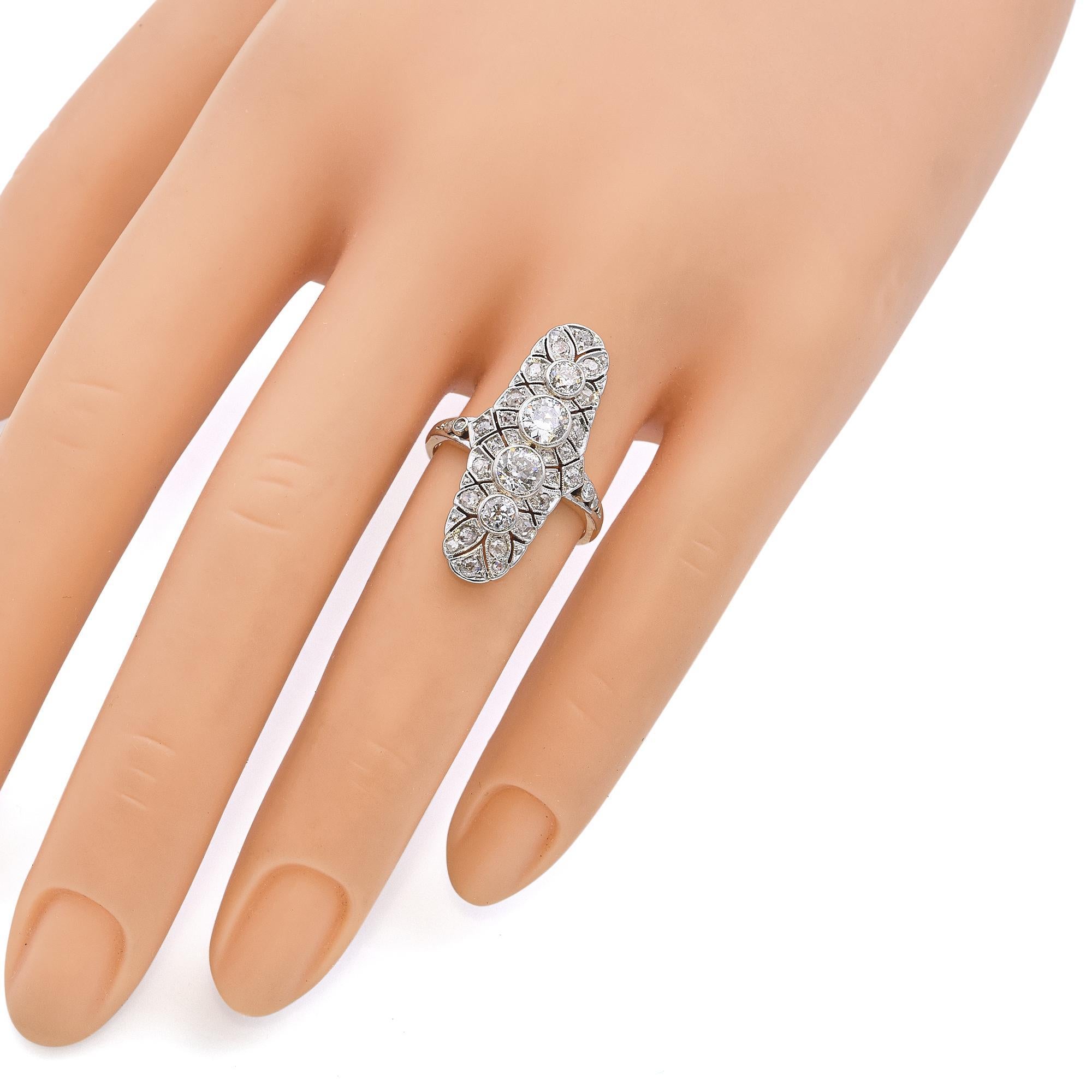 Round Cut Edwardian Platinum and 14k Yellow Gold Diamond Knuckle Duster Ring For Sale