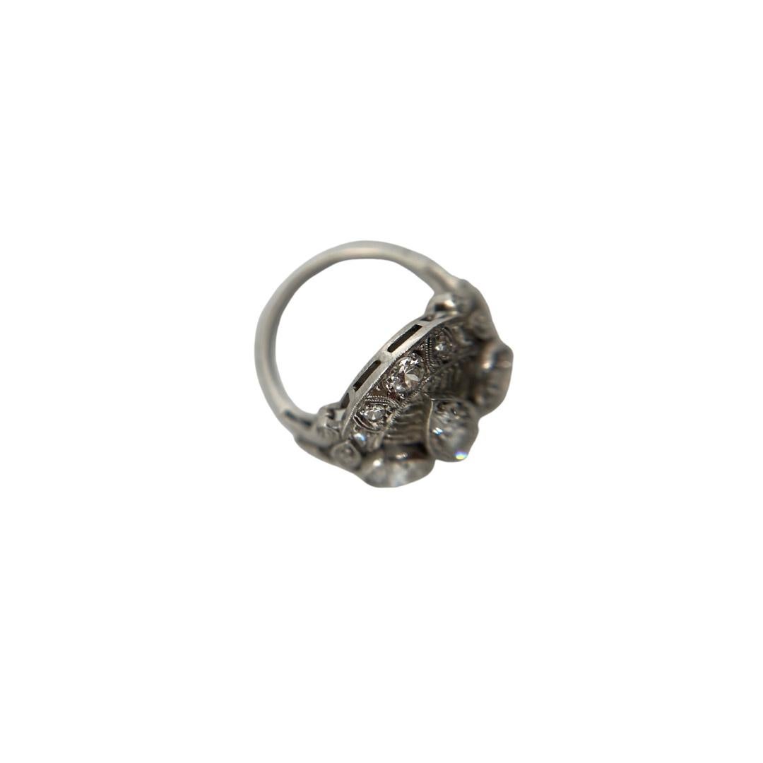 Edwardian Platinum and Diamond Cocktail Ring For Sale 5