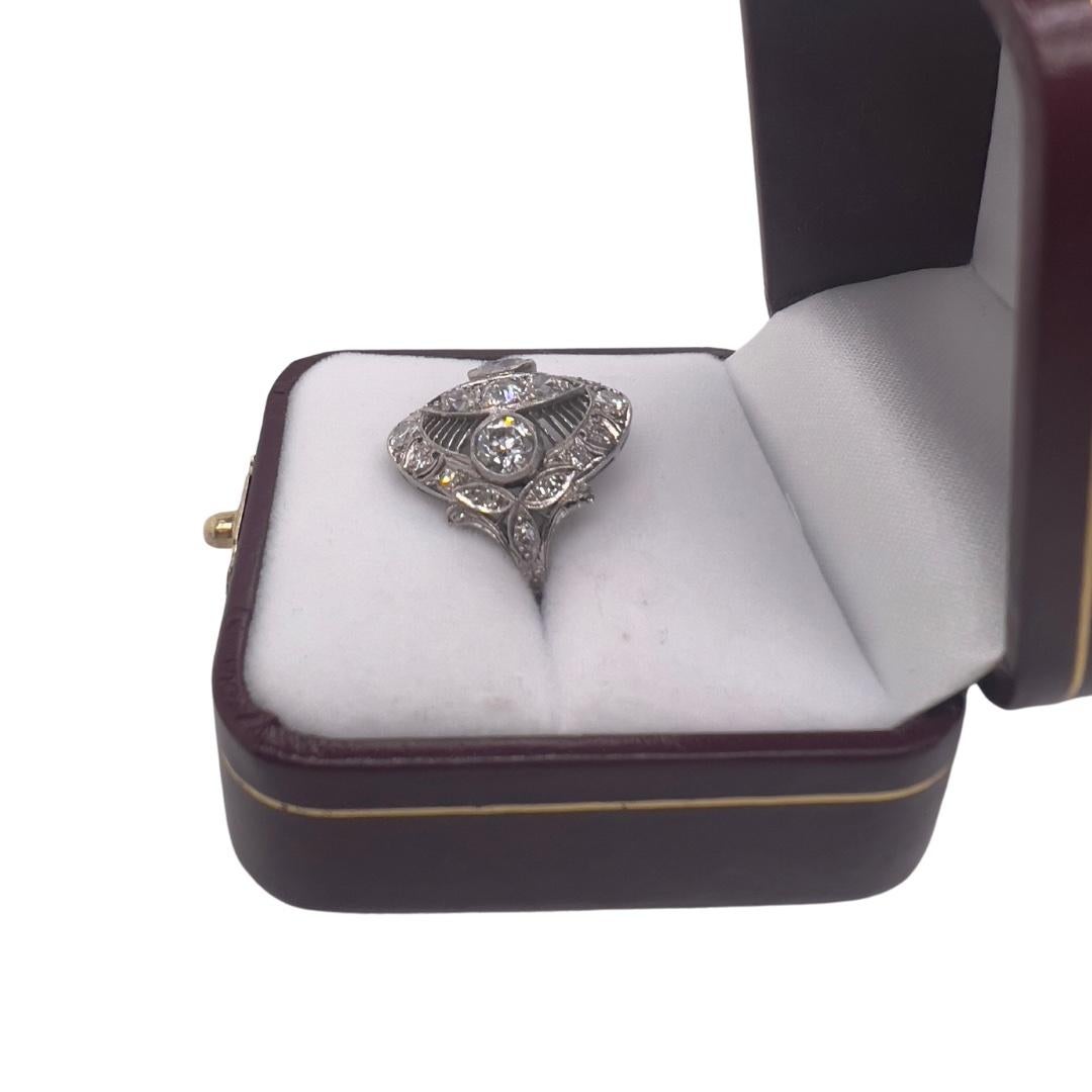 Edwardian Platinum and Diamond Cocktail Ring In Excellent Condition For Sale In Montgomery, AL
