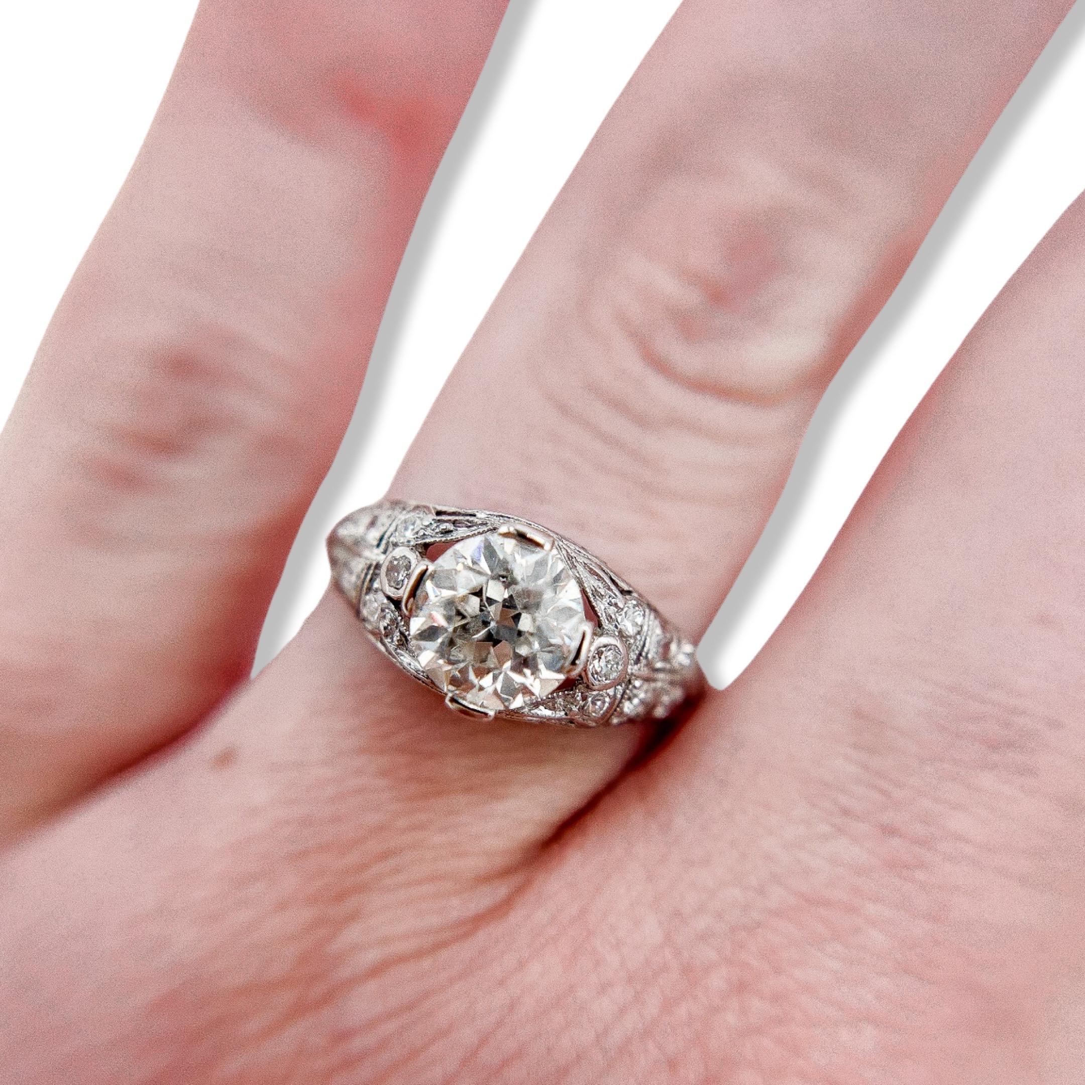 Antique Edwardian 1.3 Carat Platinum and Diamond Engagement Ring For Sale 5