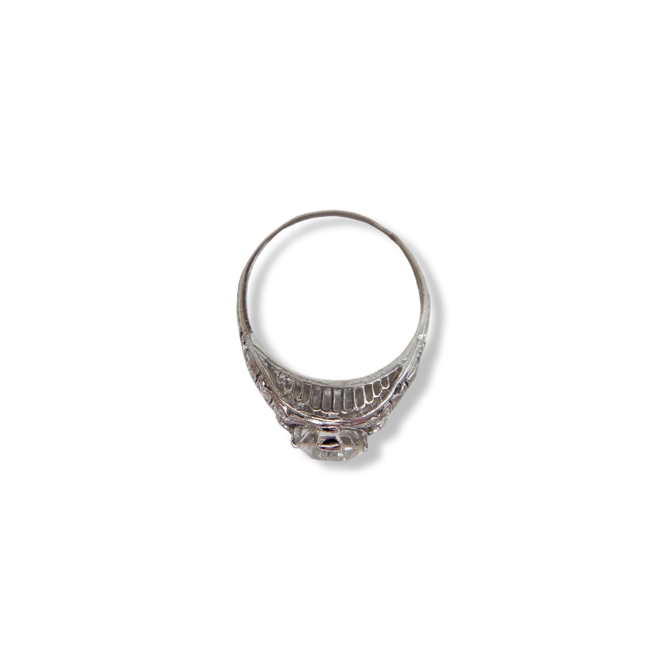 Women's Antique Edwardian 1.3 Carat Platinum and Diamond Engagement Ring For Sale