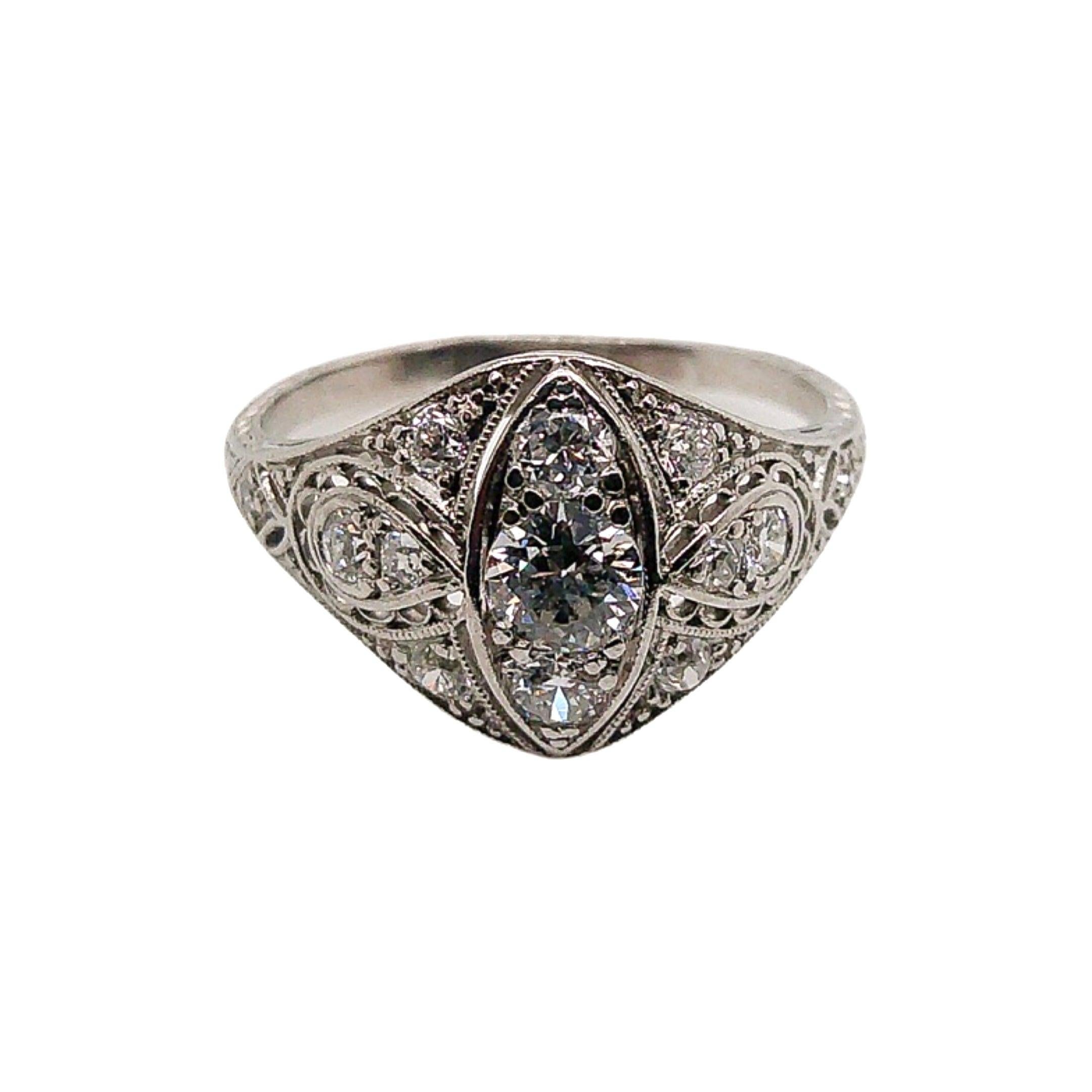 Women's Edwardian Platinum and Diamond Ring For Sale