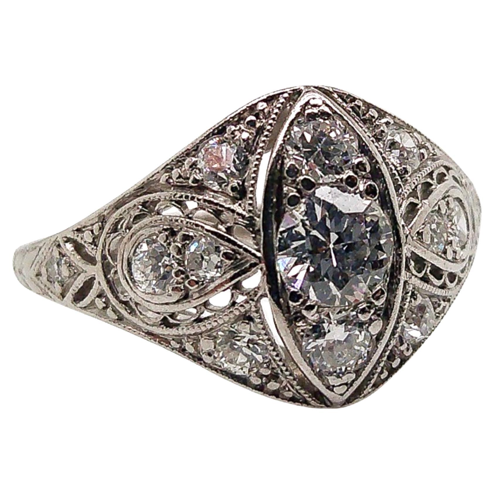 Edwardian Platinum and Diamond Ring For Sale