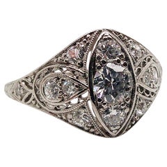 Ring aus edwardianischem Platin und Diamanten