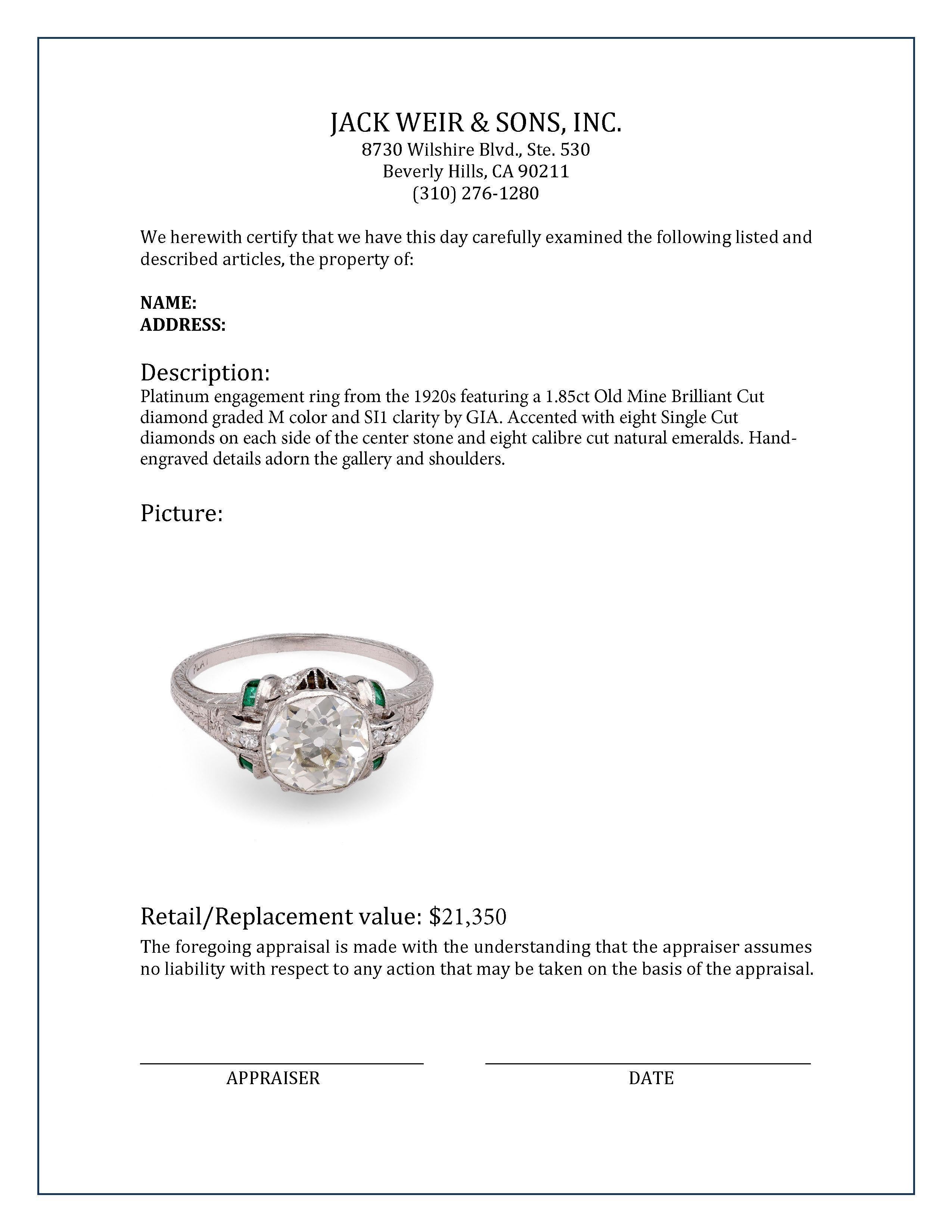 Edwardian Platinum and Emerald Ring 1