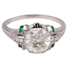 Edwardian Platinum and Emerald Ring