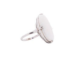 Edwardian Platinum and Large Opal Antique Solitaire Cocktail Ring