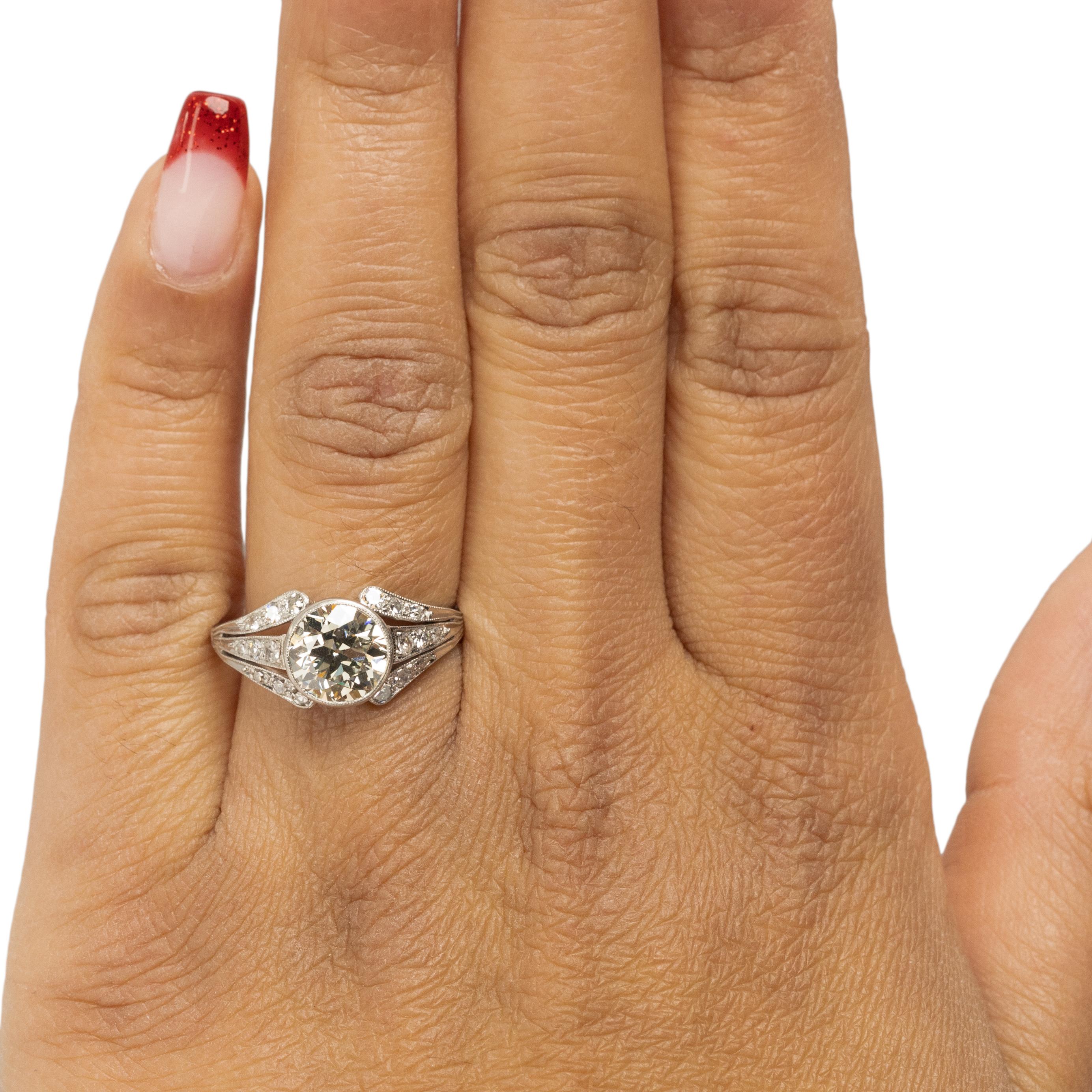 Edwardian Platinum Bezel Set 1.89Ct Old European Cut Diamond Engagement Ring 1