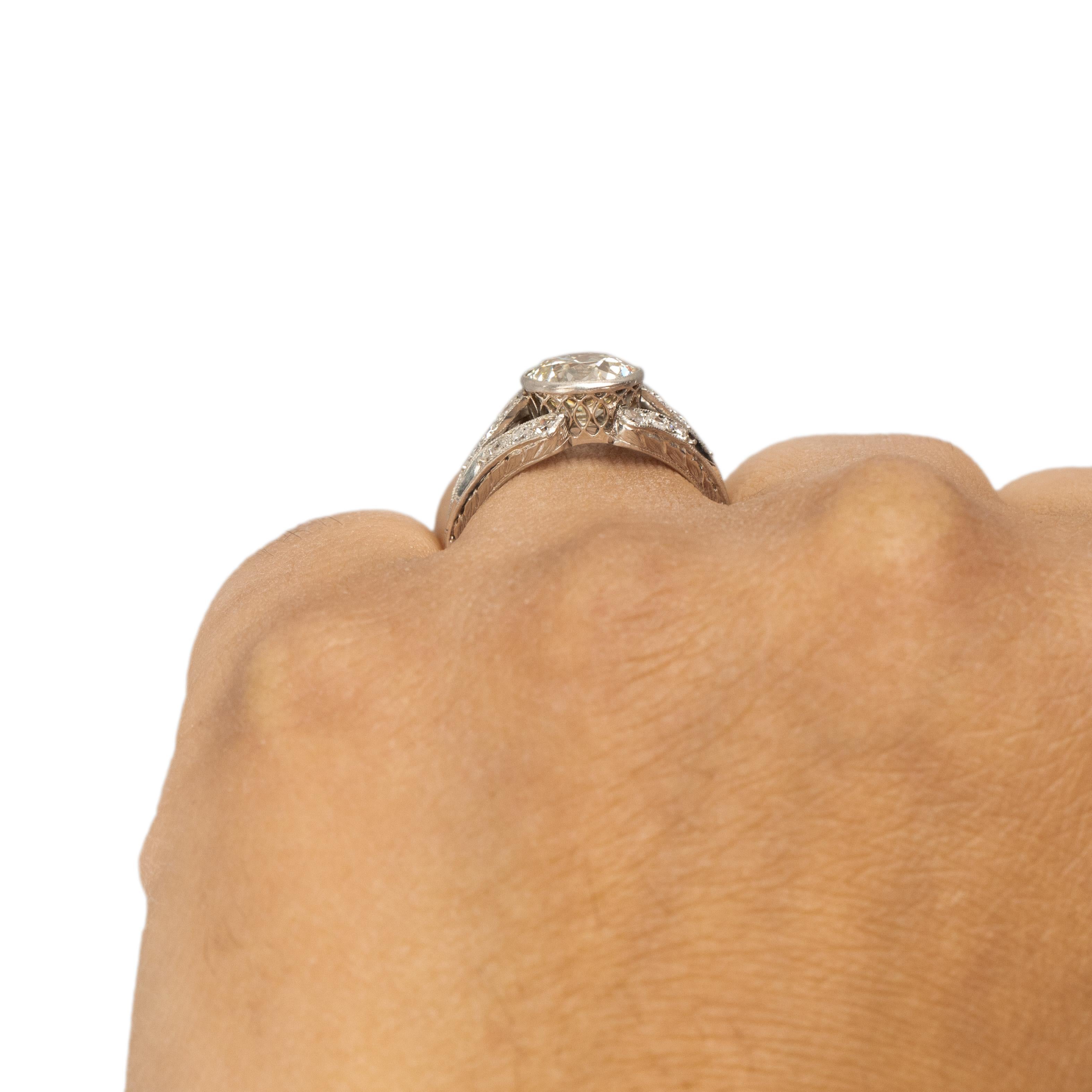 Edwardian Platinum Bezel Set 1.89Ct Old European Cut Diamond Engagement Ring 2