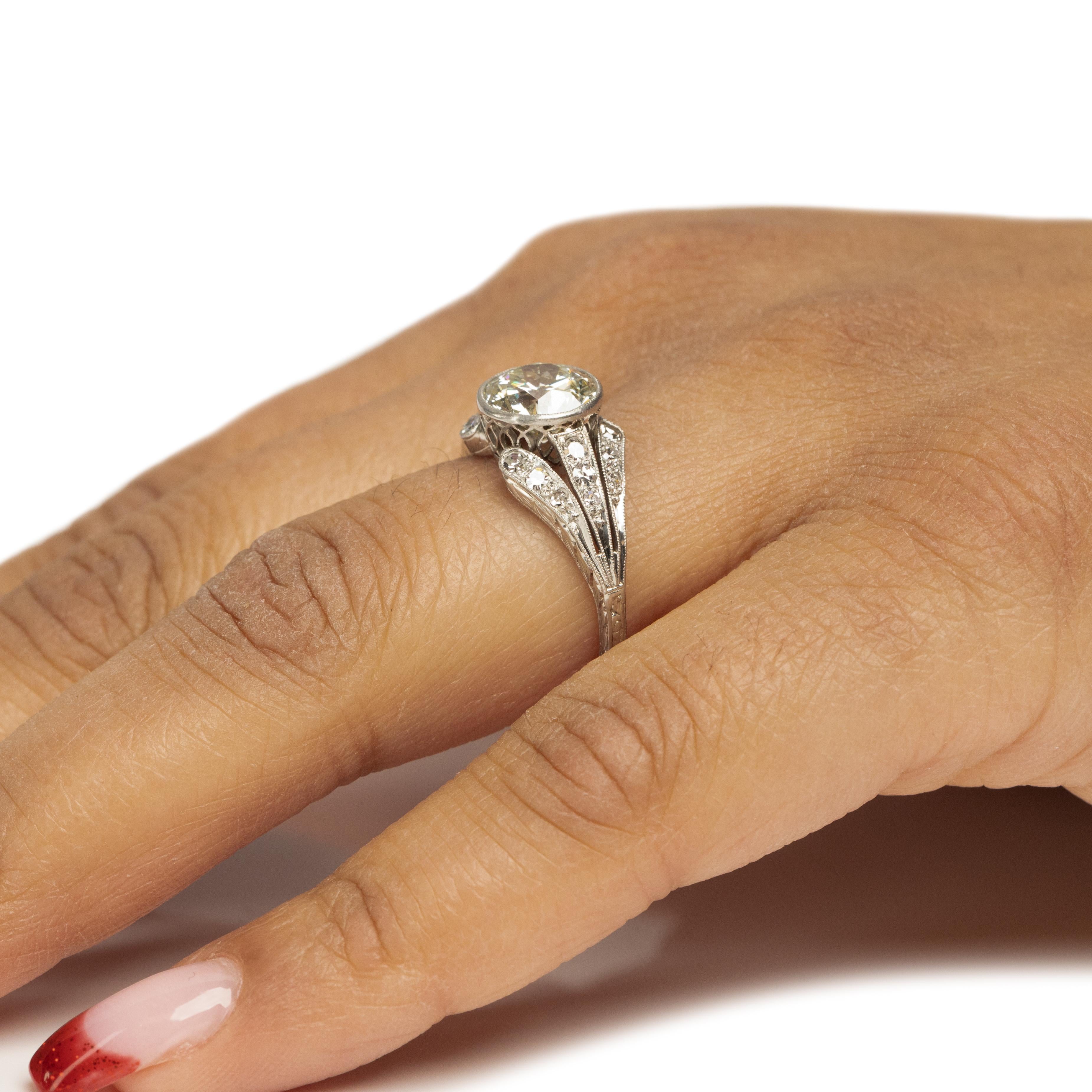 Edwardian Platinum Bezel Set 1.89Ct Old European Cut Diamond Engagement Ring 3