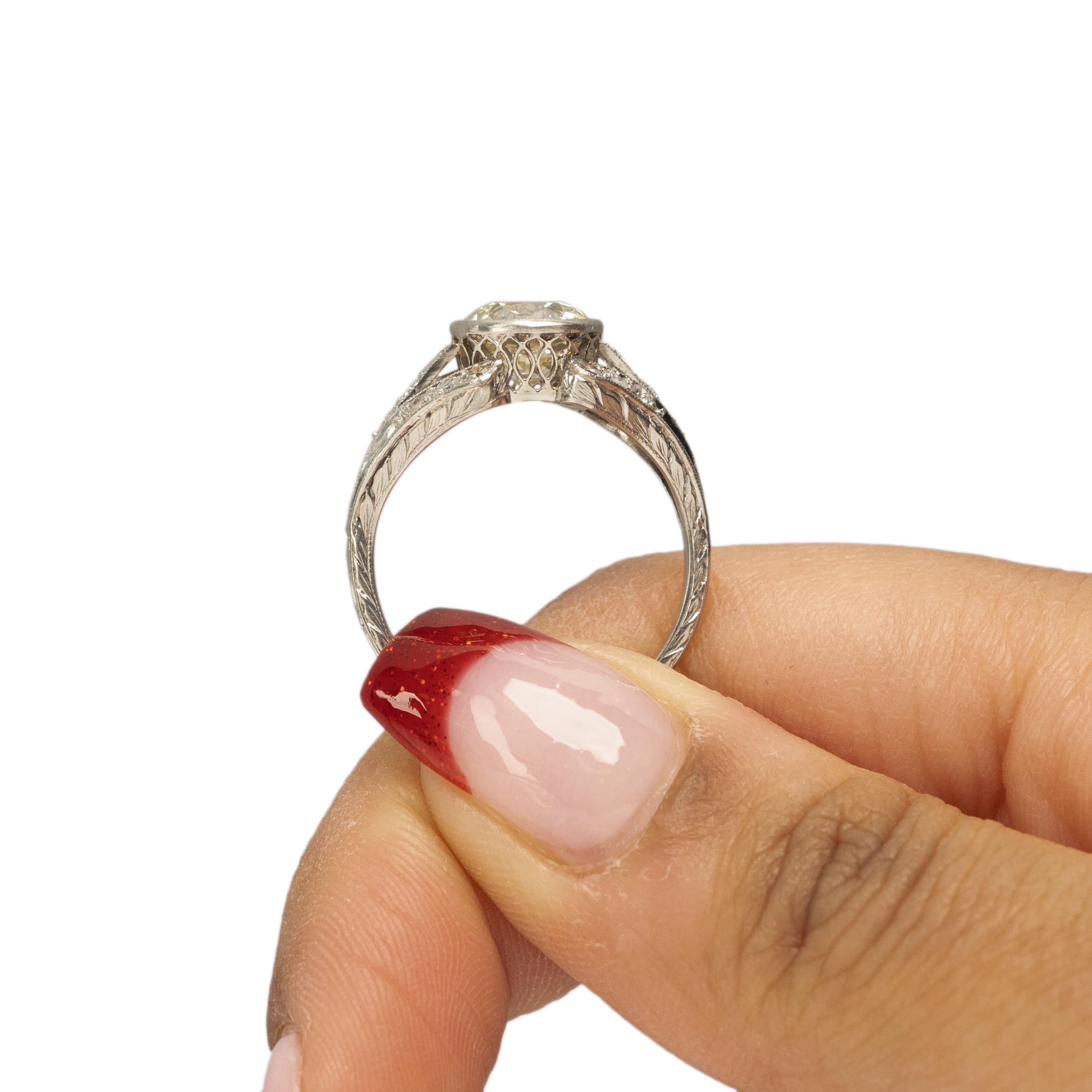 Edwardian Platinum Bezel Set 1.89Ct Old European Cut Diamond Engagement Ring 4