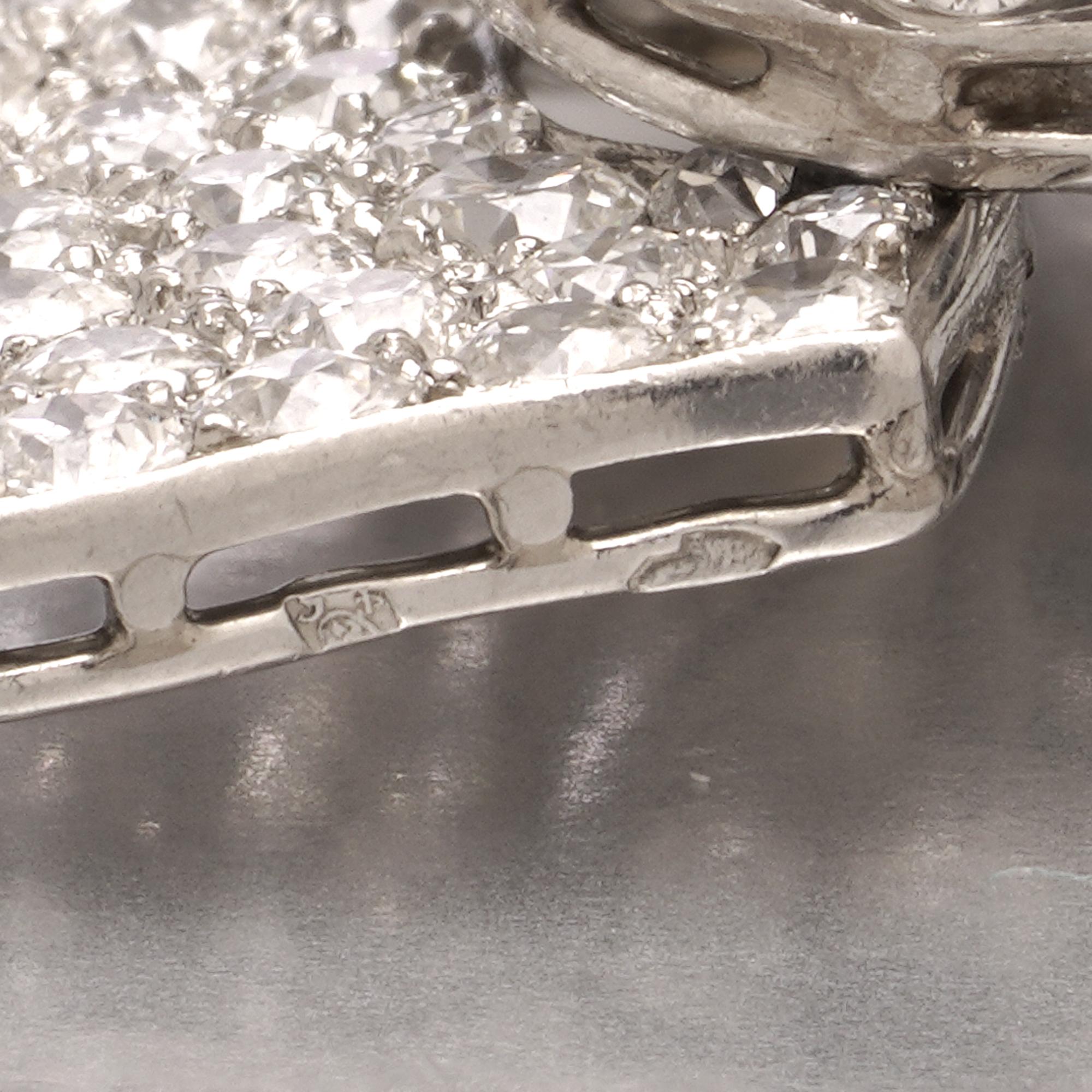 Edwardian Platinum Bow Brooch Pavé-Set with 6.00 ct. Old European Cut Diamonds For Sale 2