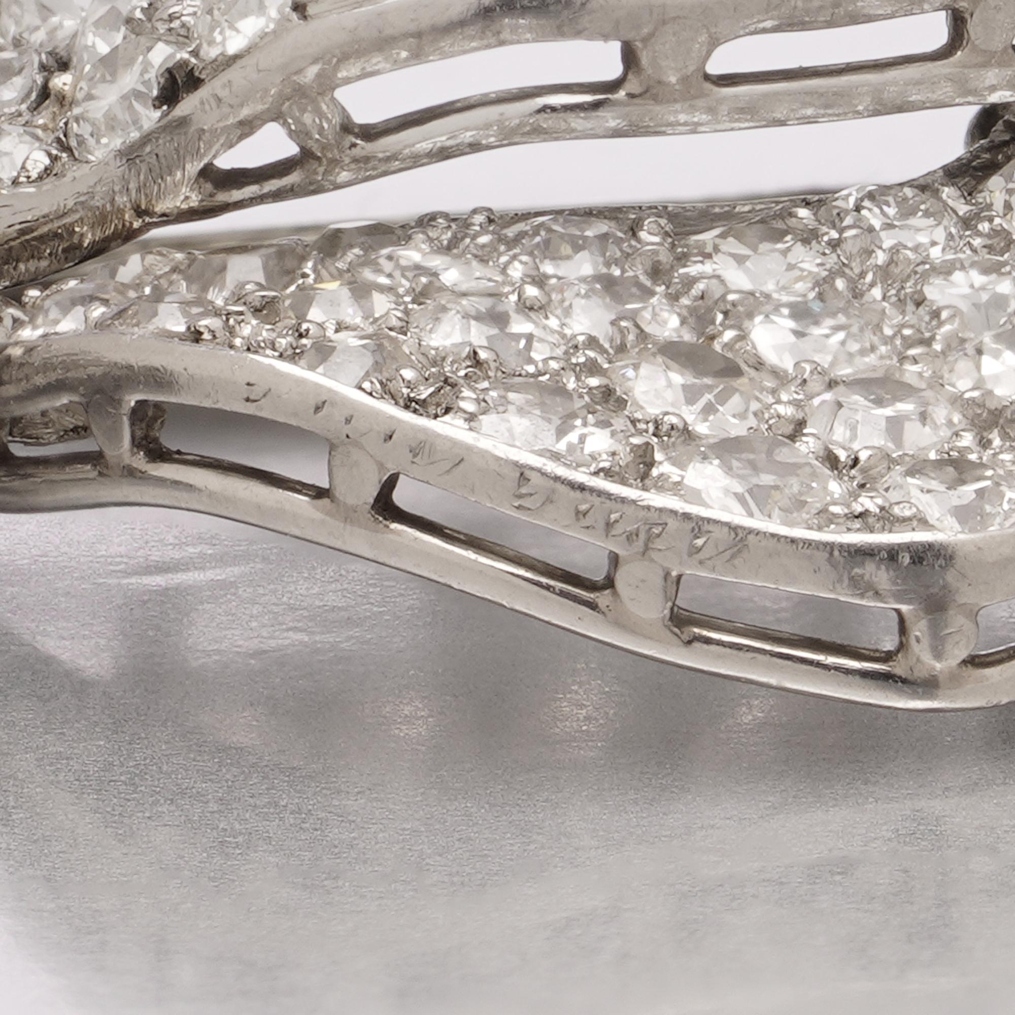 Edwardian Platinum Bow Brooch Pavé-Set with 6.00 ct. Old European Cut Diamonds For Sale 4