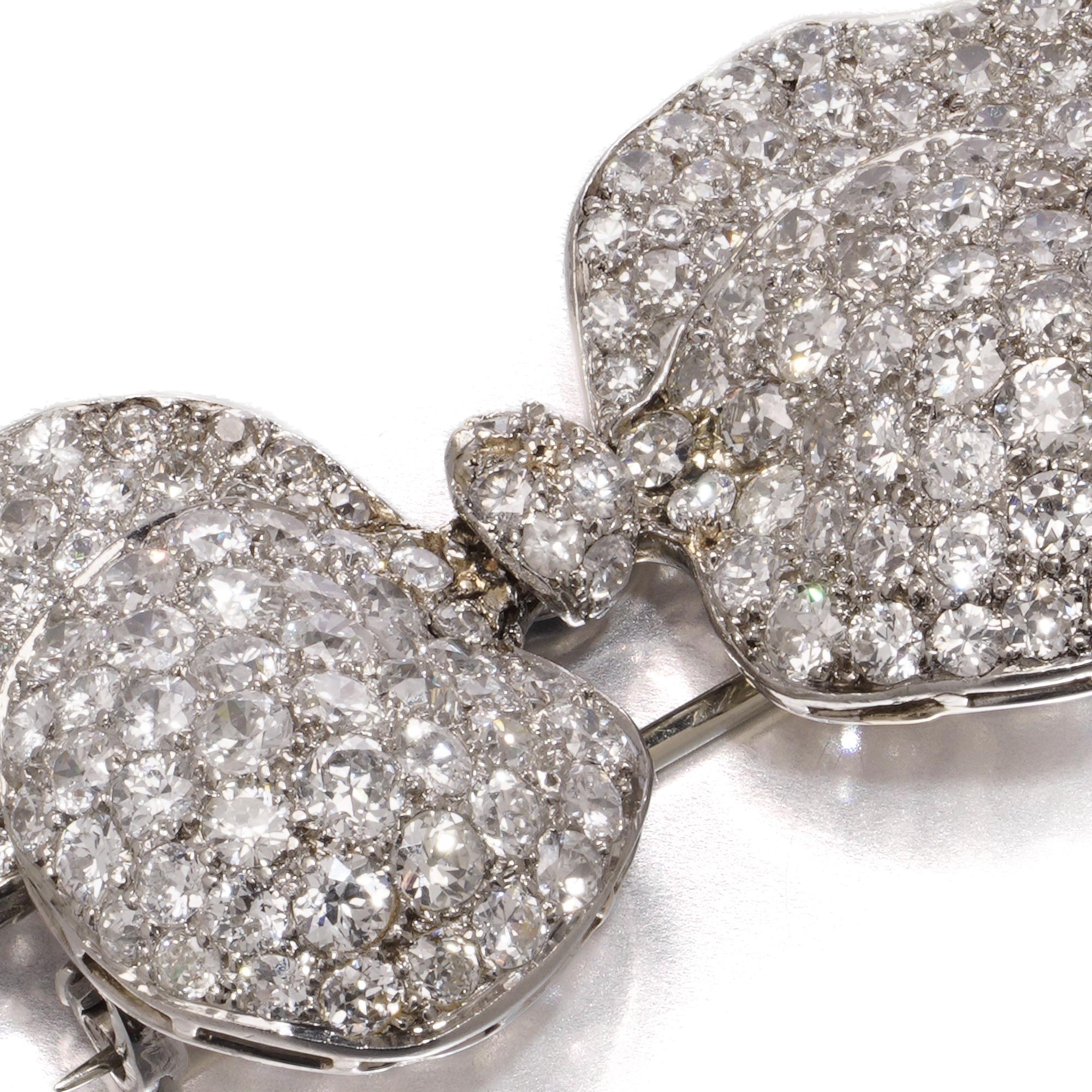 Edwardian Platinum Bow Brooch Pavé-Set with 6.00 ct. Old European Cut Diamonds For Sale 5