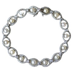 Edwardian Platinum Bracelet with Certified Natural Pearls and Diamonds