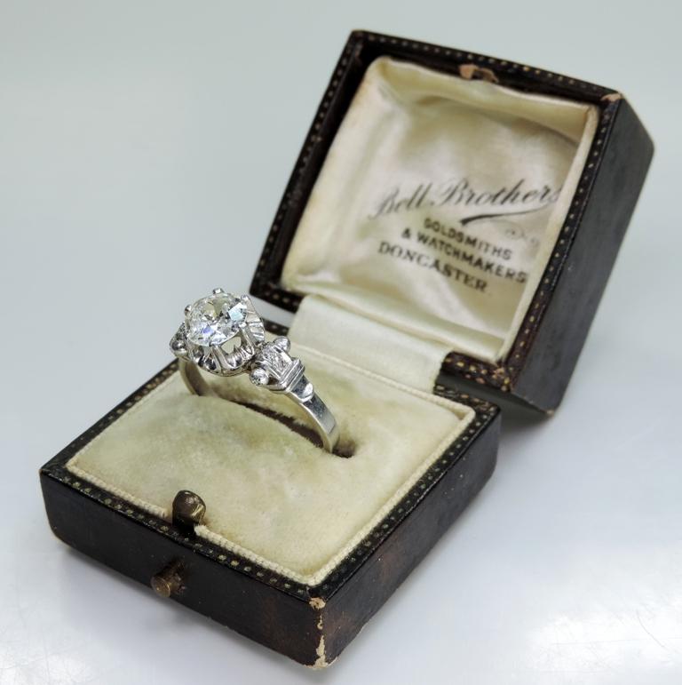 Edwardian Platinum Contemporary Handmade Diamond Engagement Ring 1