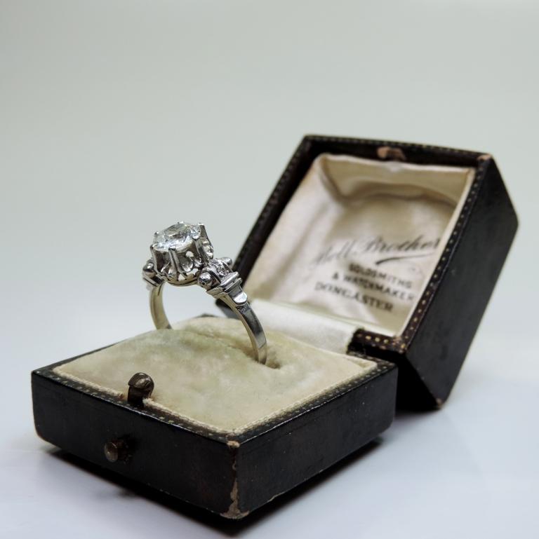 Edwardian Platinum Contemporary Handmade Diamond Engagement Ring 2