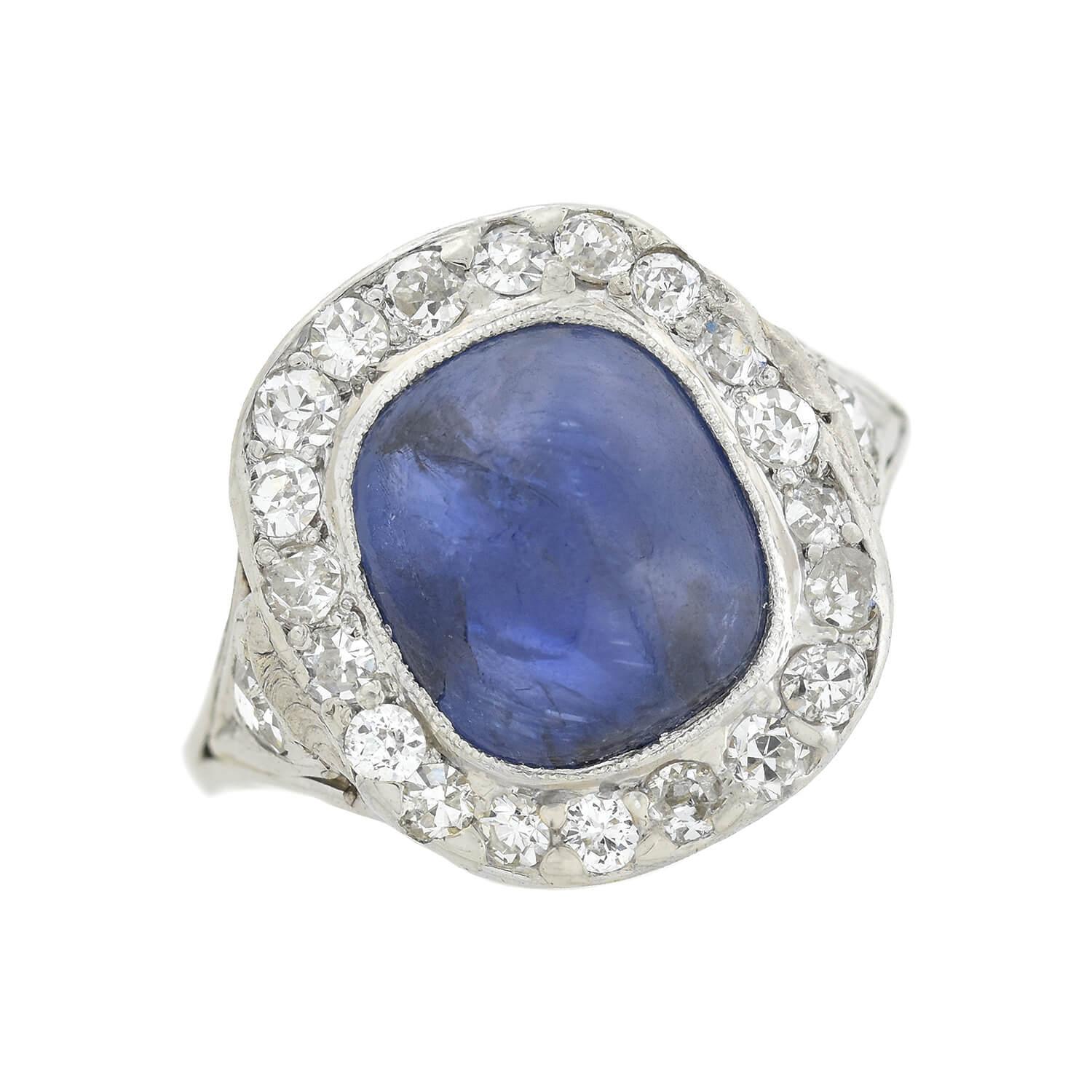 Edwardian Platinum Diamond and Sapphire 3ctw+ Center In Good Condition For Sale In Narberth, PA