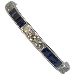 Vintage Edwardian Platinum Diamond and Sapphire Full Eternity Band or Stack Ring