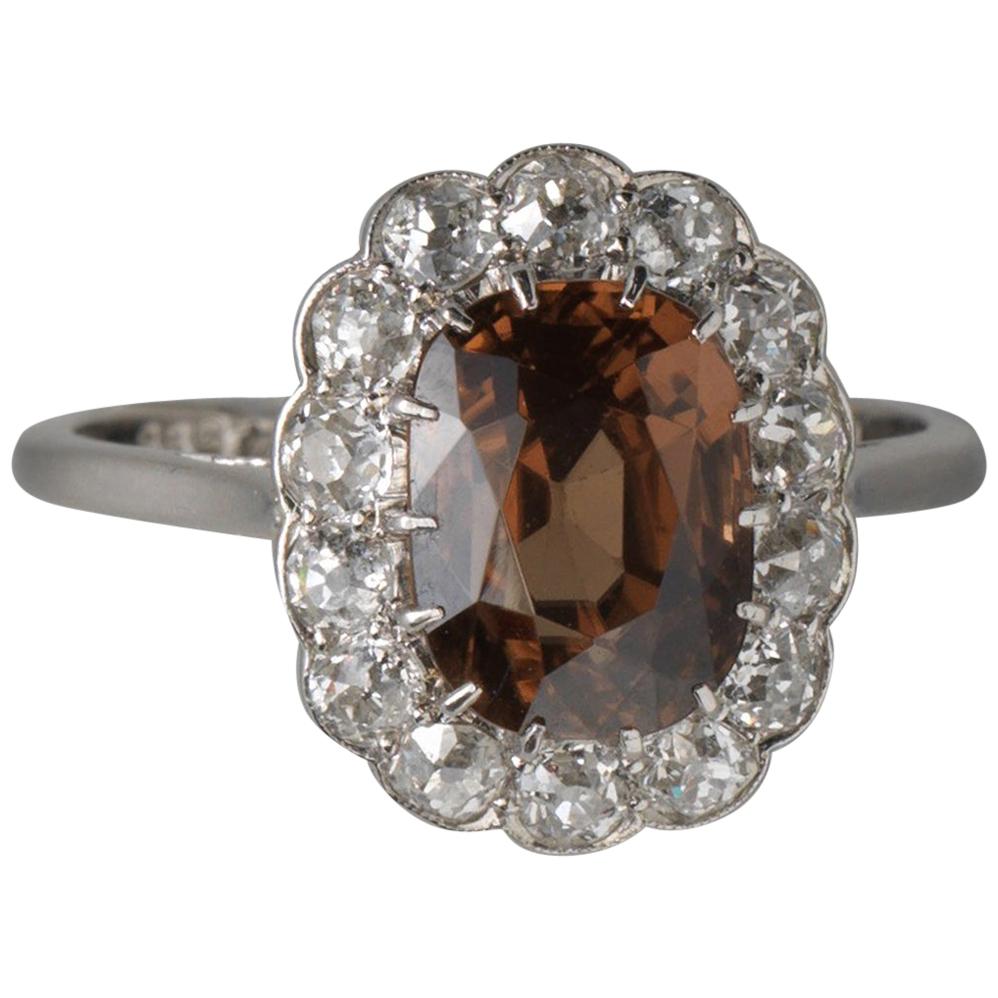Edwardian Platinum Diamond and Zircon Ring
