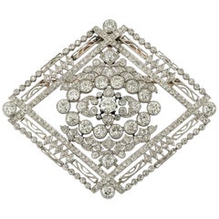 Antique Edwardian Platinum Diamond Brooch 1910s