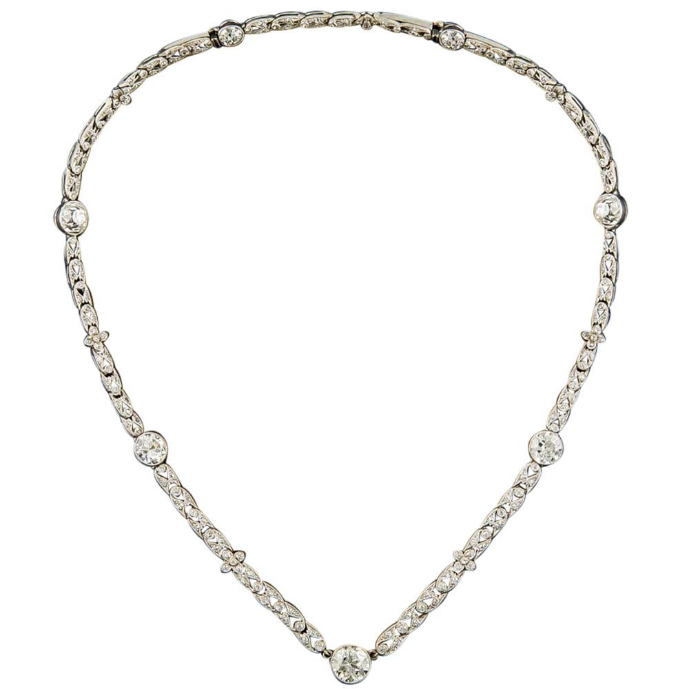 Edwardian Platinum Diamond Choker Necklace For Sale