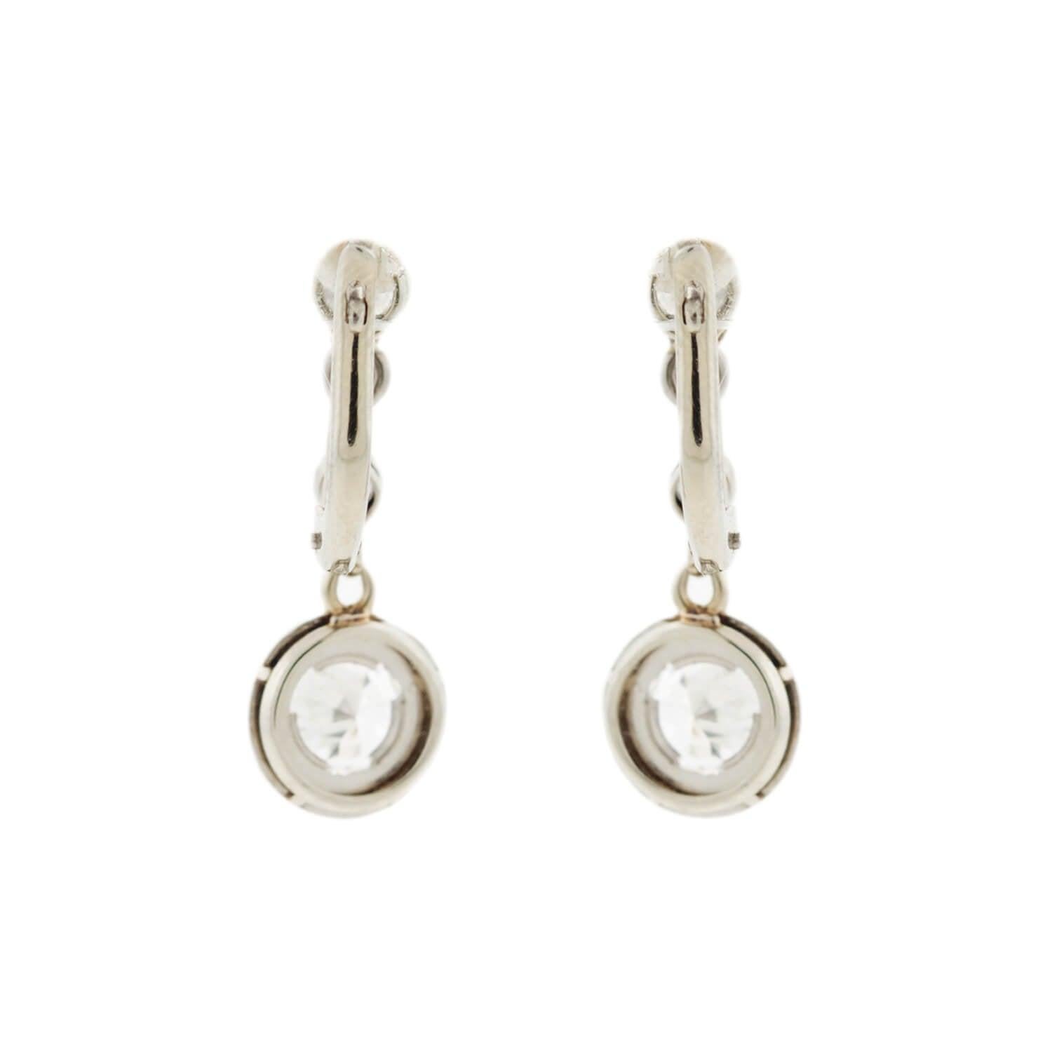 Round Cut Edwardian Platinum + Diamond Dangle Earrings 2.20ctw
