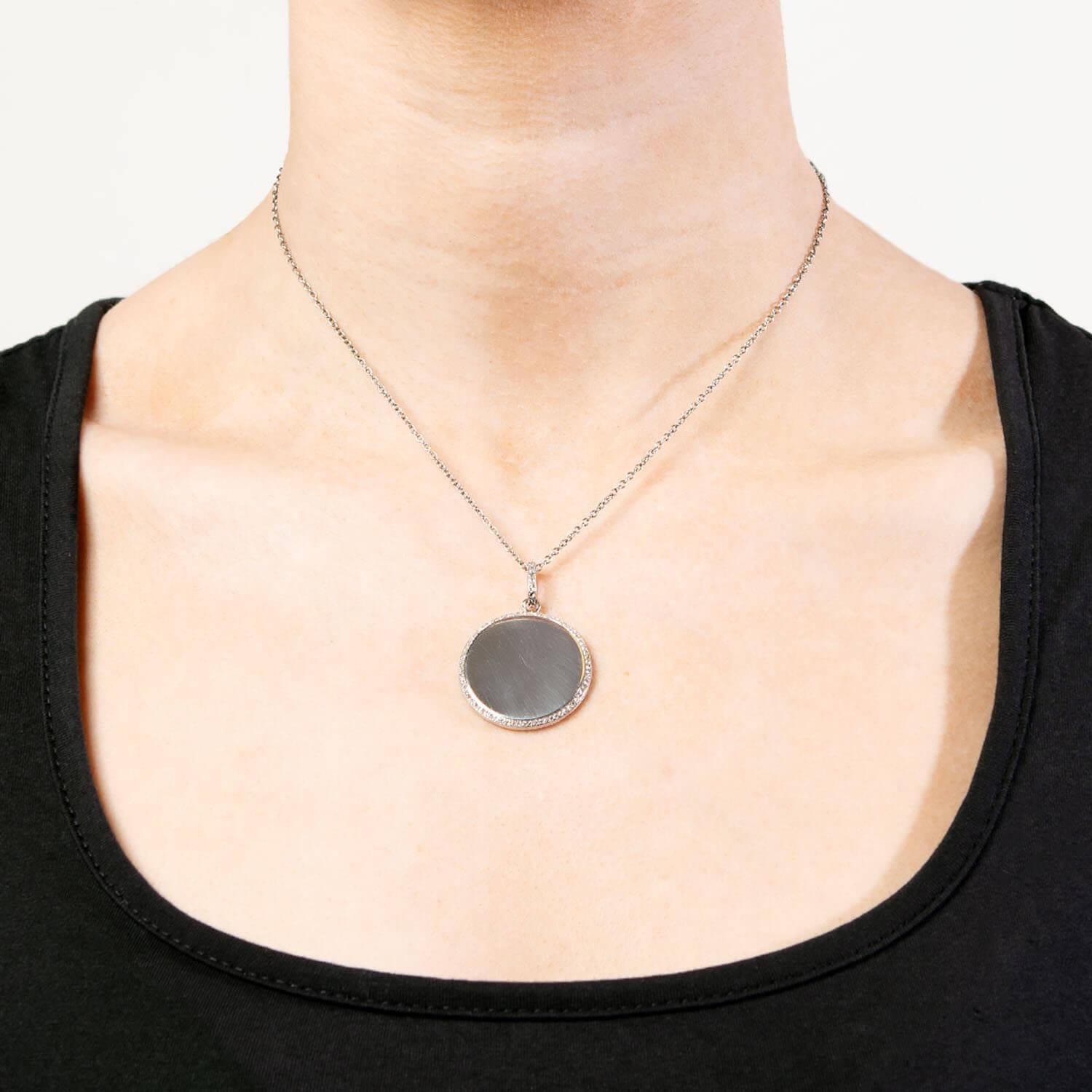 Edwardian Platinum Diamond Disc Pendant For Sale 1