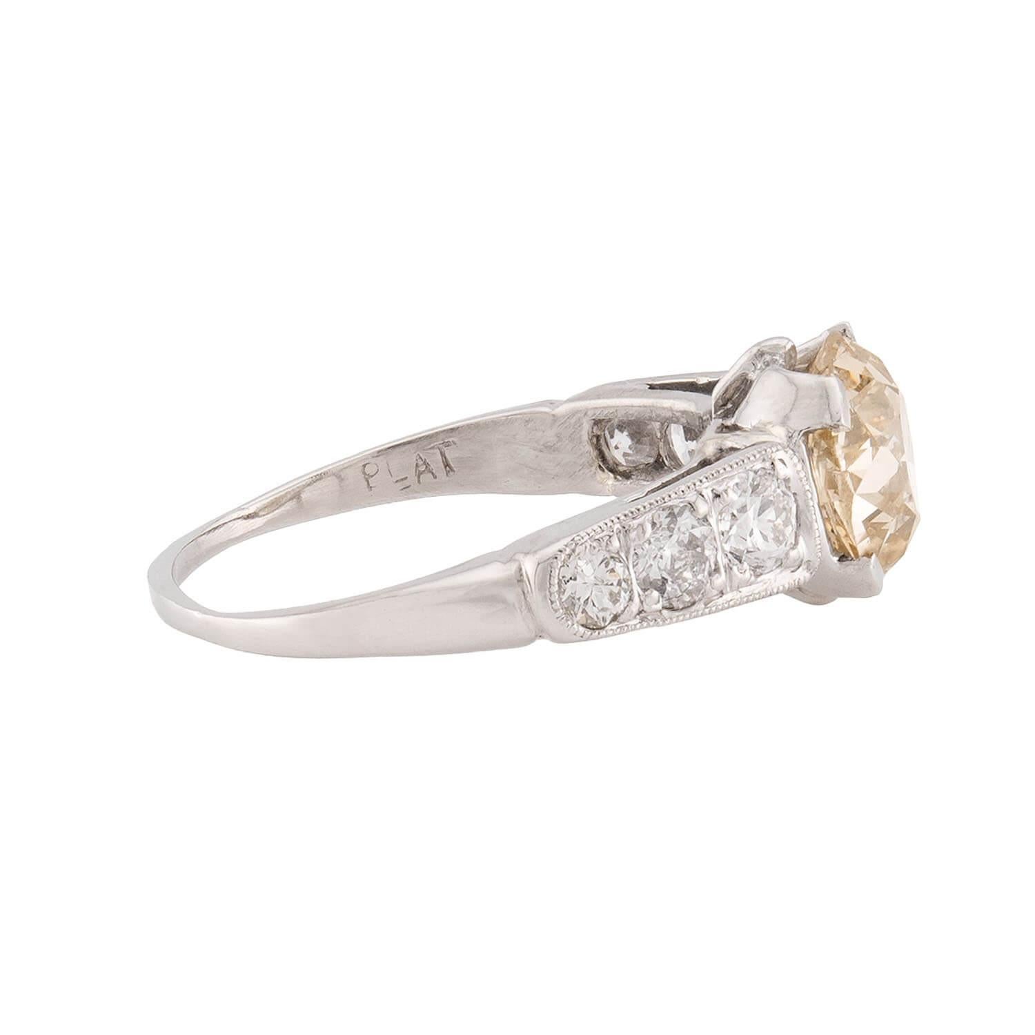 Édouardien Bague de fiançailles édouardienne en platine avec diamant 1,70ct en vente