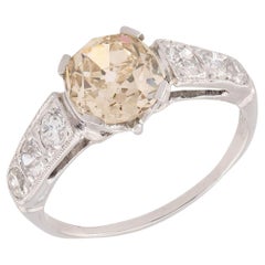 Bague de fiançailles édouardienne en platine avec diamant 1,70ct