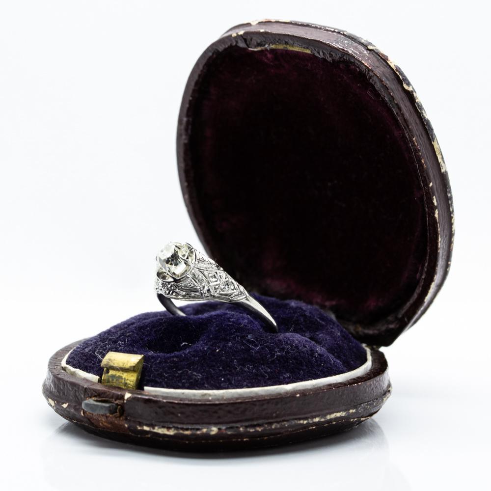 Women's or Men's Edwardian Platinum Diamond Engagement Ring