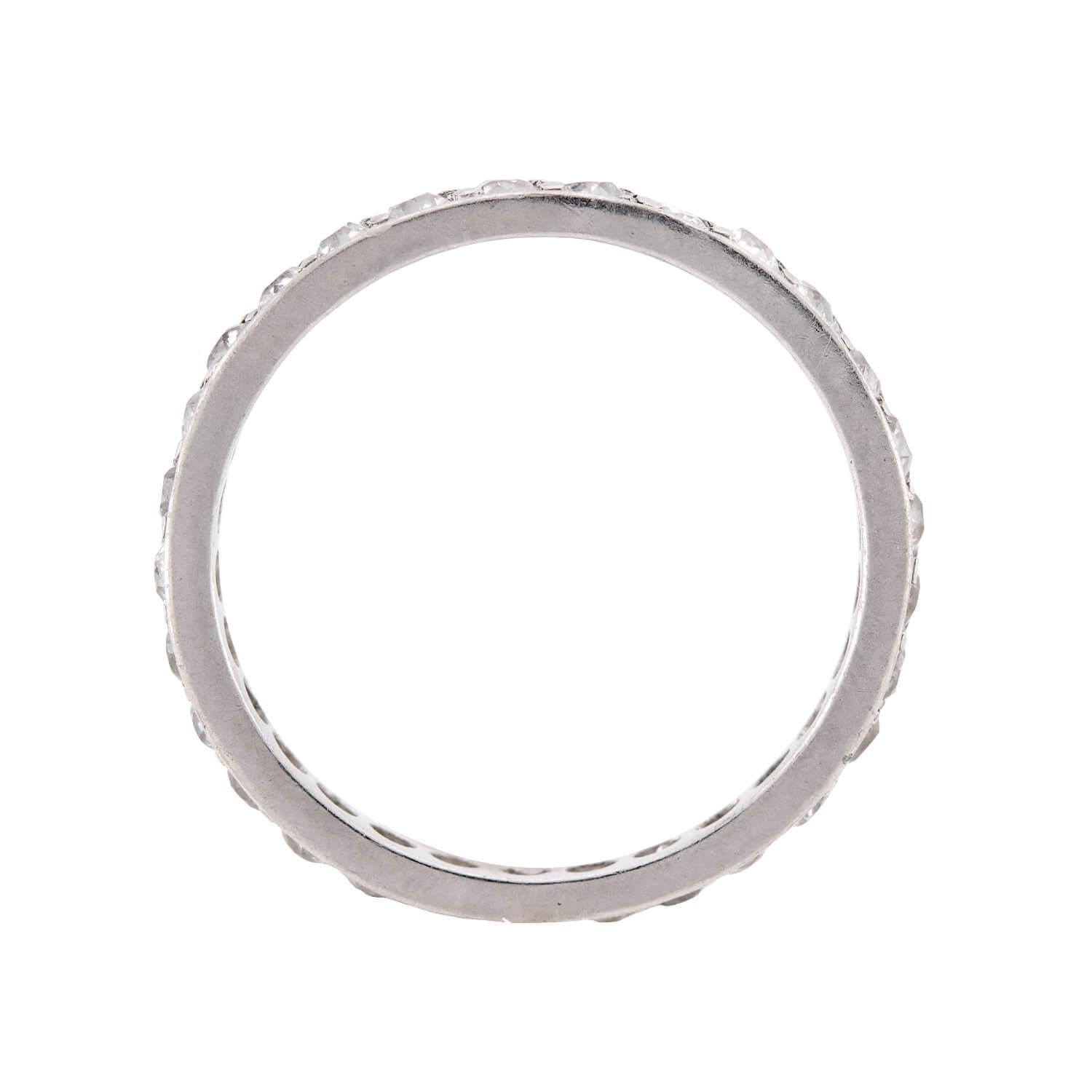Old Mine Cut Edwardian Platinum Diamond Eternity Band For Sale