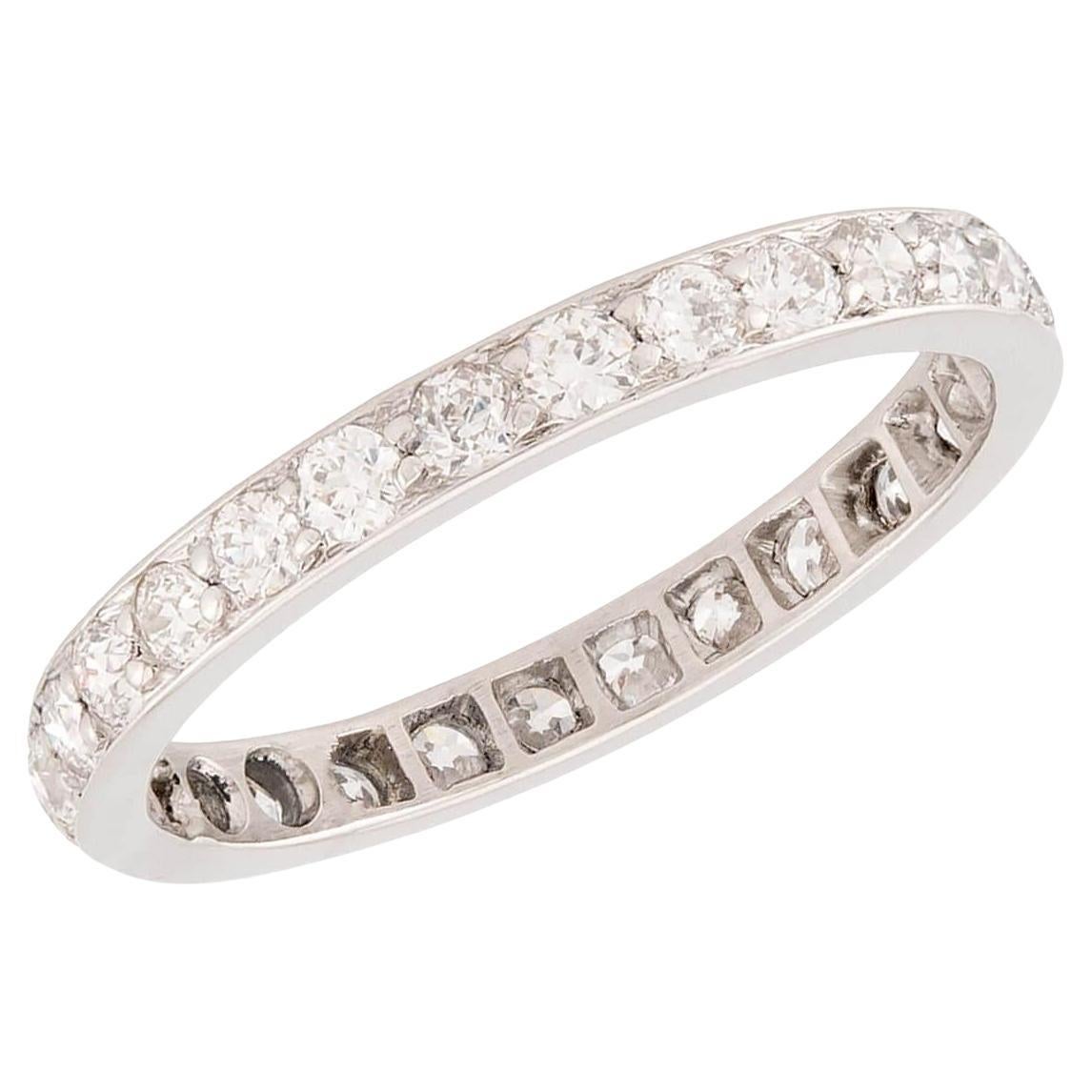 Edwardian Platinum Diamond Eternity Band For Sale