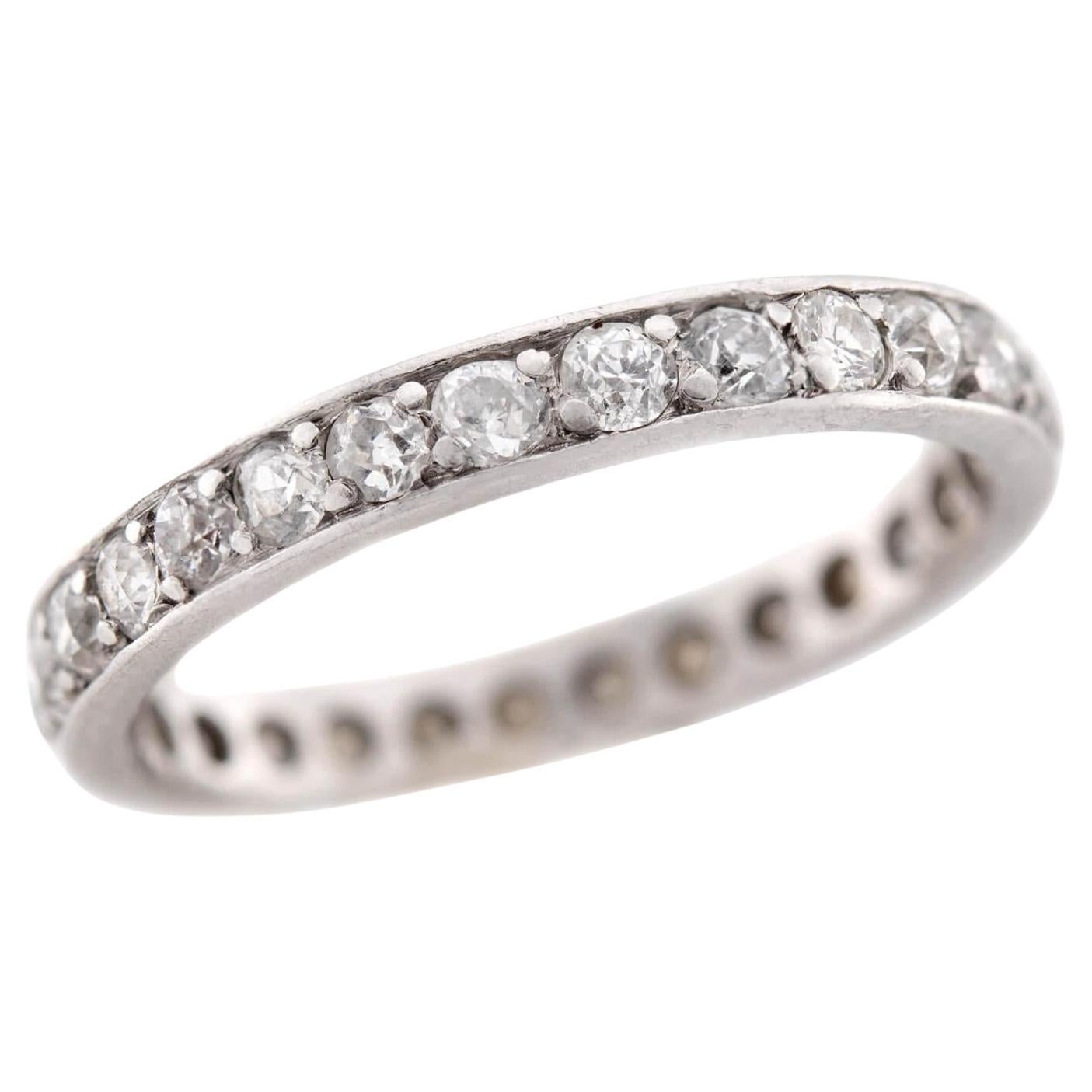 Edwardian Platinum Diamond Eternity Band For Sale