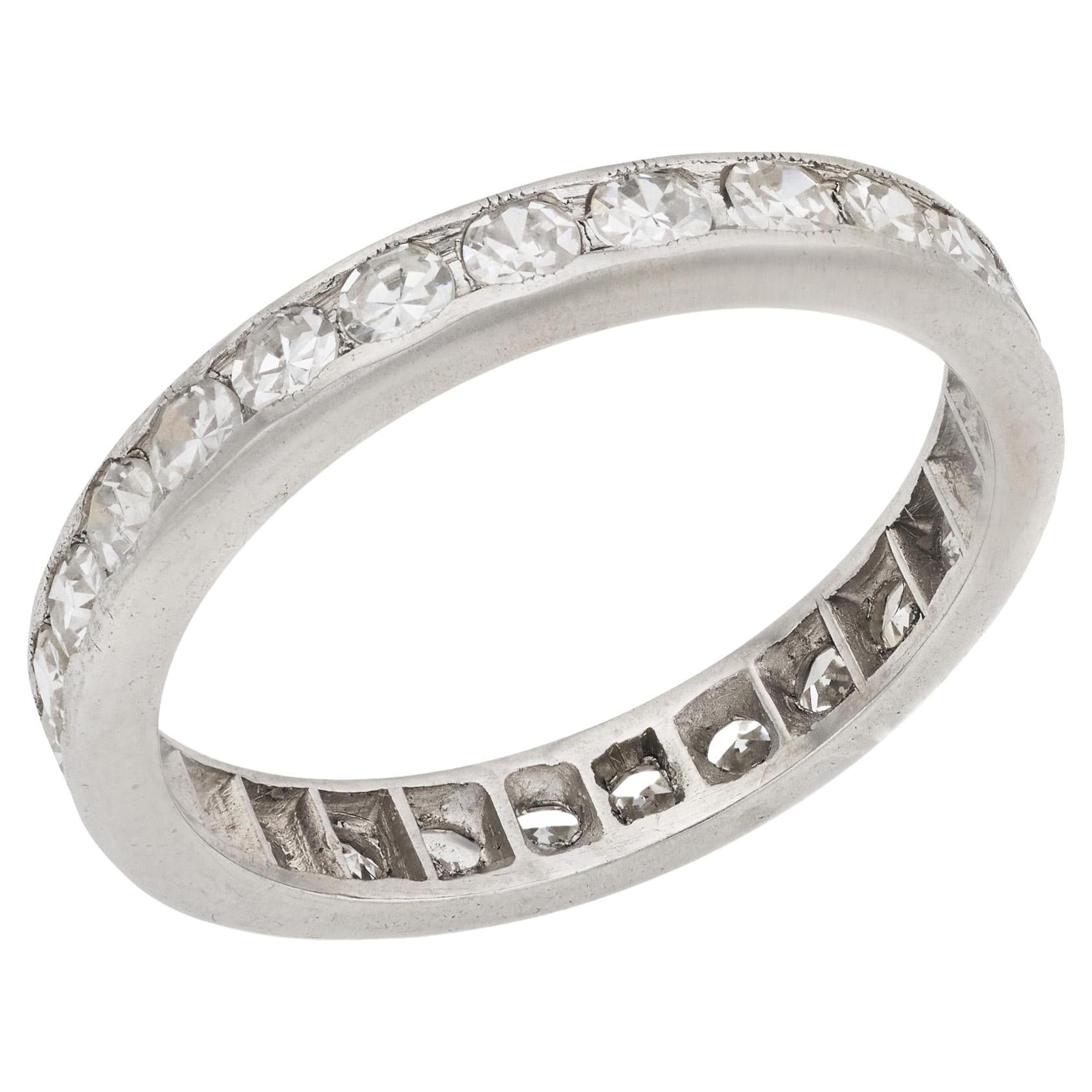 Edwardian Platinum Diamond Eternity Band For Sale