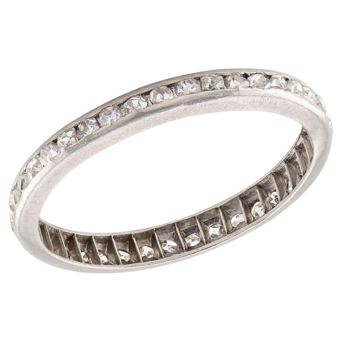 Edwardian Platinum Diamond Eternity Band For Sale
