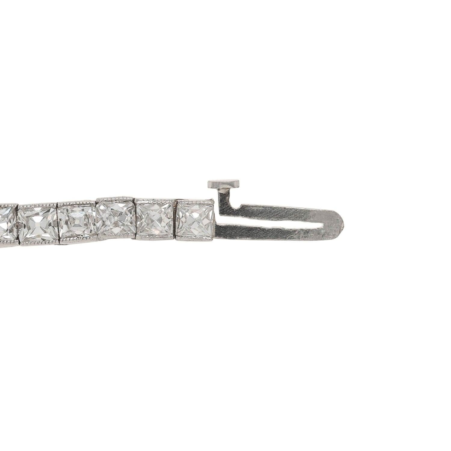 Edwardian Platinum Diamond Line Bracelet 10ctw In Good Condition In Narberth, PA