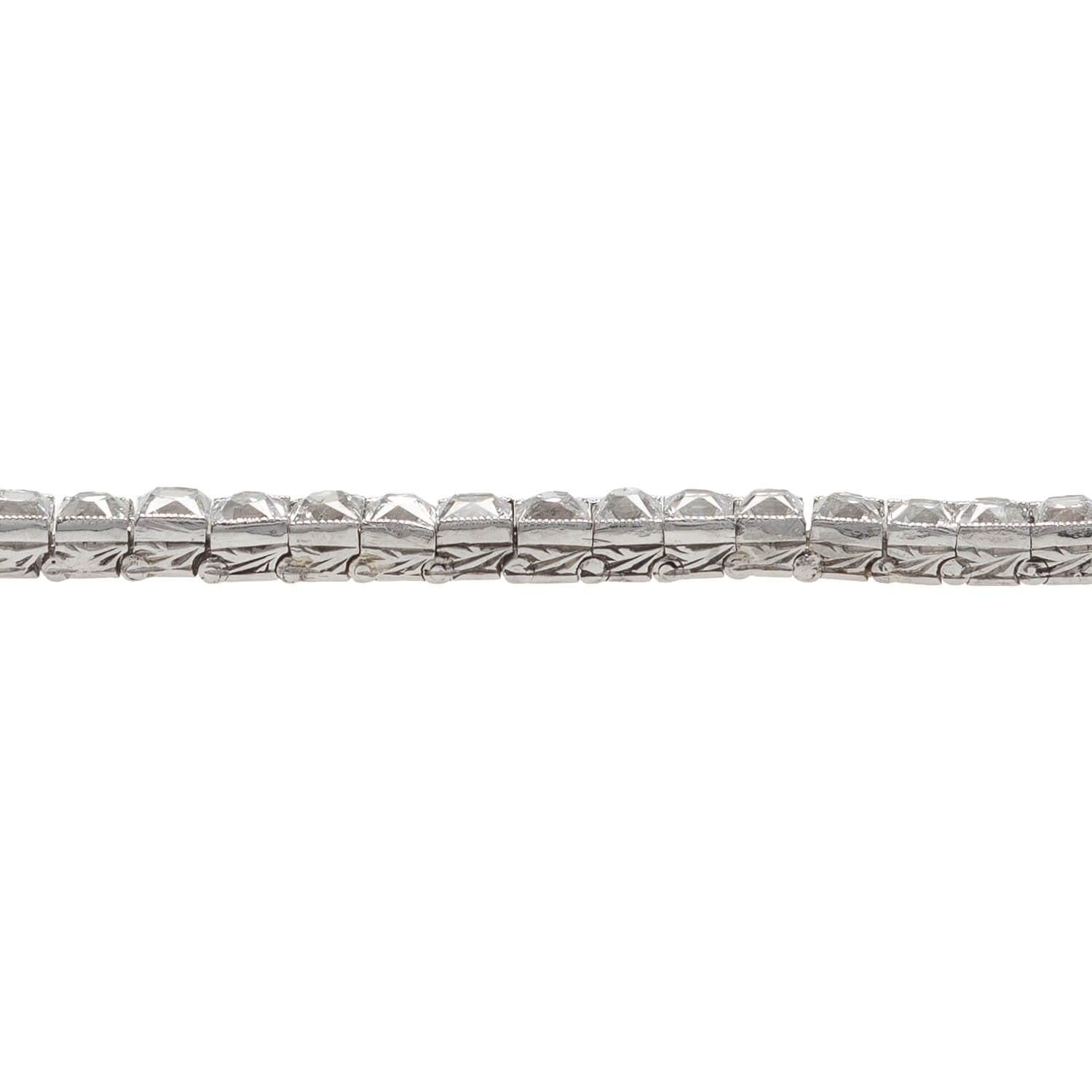 Edwardian Platinum Diamond Line Bracelet 10ctw 1