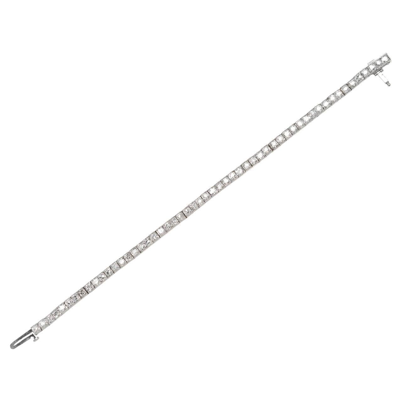Edwardian Platinum Diamond Line Bracelet 10ctw