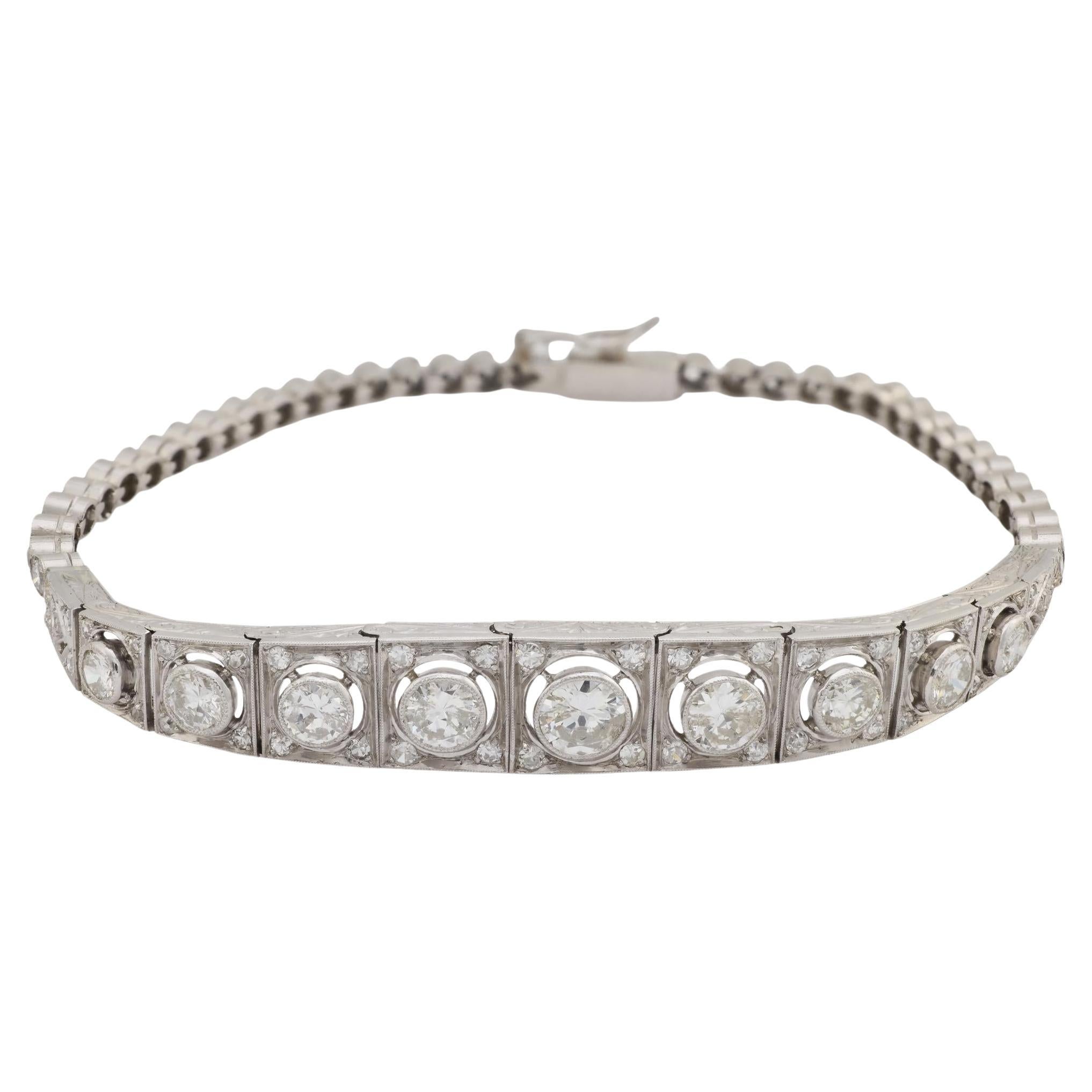 Bracciale edoardiano in platino con diamanti in vendita