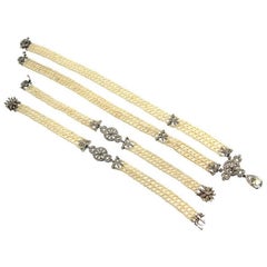 Edwardian Platinum Diamond Seed Pearl Sautoir and Bracelet Parure