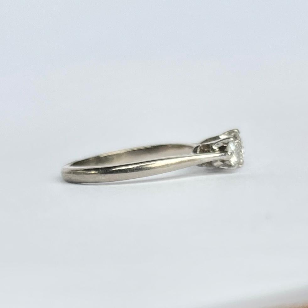 Women's or Men's Edwardian Platinum Diamond Three-Stone Ring