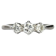 Antique Edwardian Platinum Diamond Three-Stone Ring