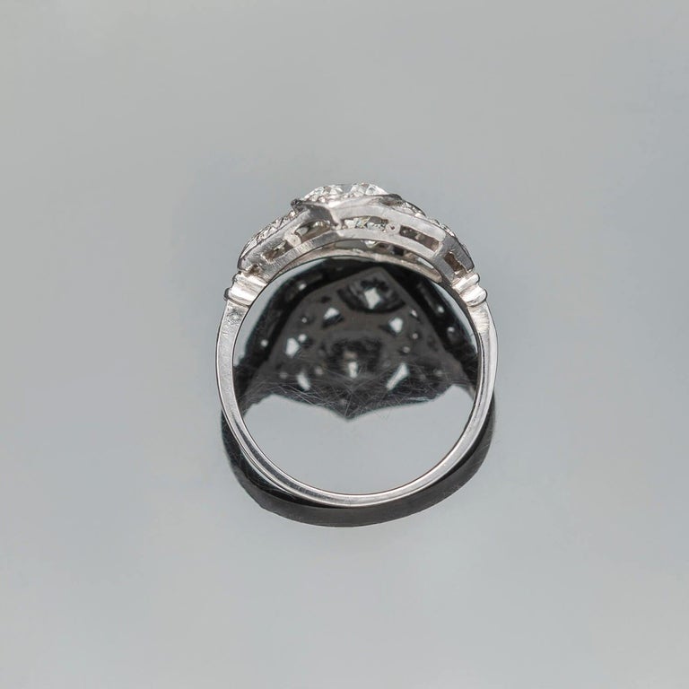 Edwardian Platinum + Diamond Twin Old European Cut Diamond Ring In Good Condition For Sale In Narberth, PA