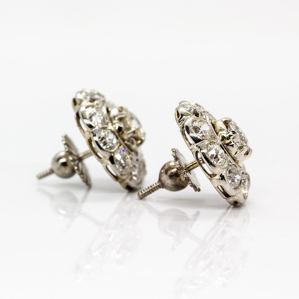 Edwardian Platinum Diamonds Earrings 2